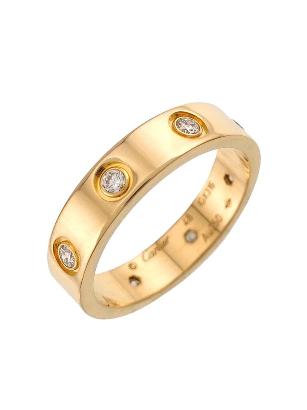 Cartier Mini Love 48 Ring Full Diamond 18k Yellow Gold